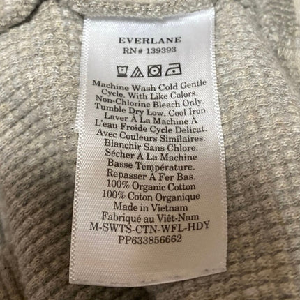 Everlane Beige Tan Waffle Knit Long Sleeve Hooded Hoodie Sweatshirt Sweater Sz S