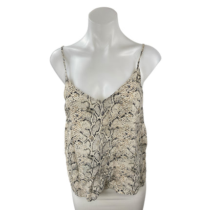 Equipment Women's Beige Snakeskin Graphic Print V Neck Cami Camisole Tank Top S