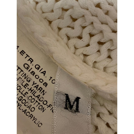 Max & Co. Women's Cream Open Knit Crochet Long Sleeve Cardigan Sweater Top Sz M