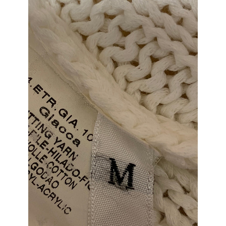 Max & Co. Women's Cream Open Knit Crochet Long Sleeve Cardigan Sweater Top Sz M