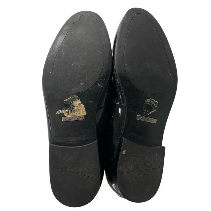 Aldo Men's Black Patent Leather Flat Heel Lace Up Derby Dress Shoes Size 10.5