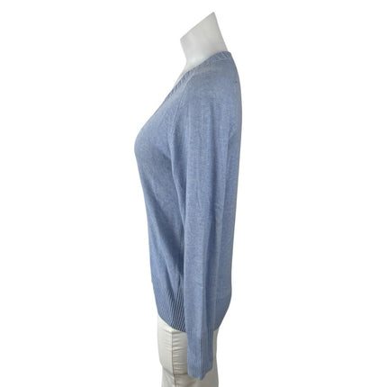 J.Crew Women's Blue Cashmere V Neck Knit Long Sleeve Pullover Sweater Top Size S