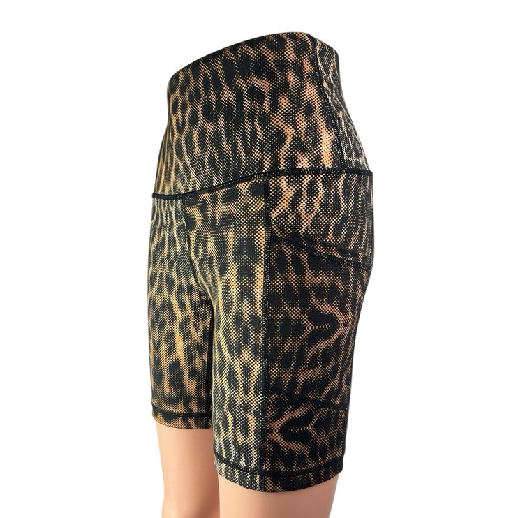 Yogalicious Lux Leopard Animal Print Yoga Workout Athletic Biker Shorts Size S
