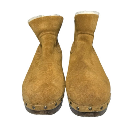 Madewell The Marceline Women's Brown Suede Faux Shearling Clog Ankle Boots Sz 9