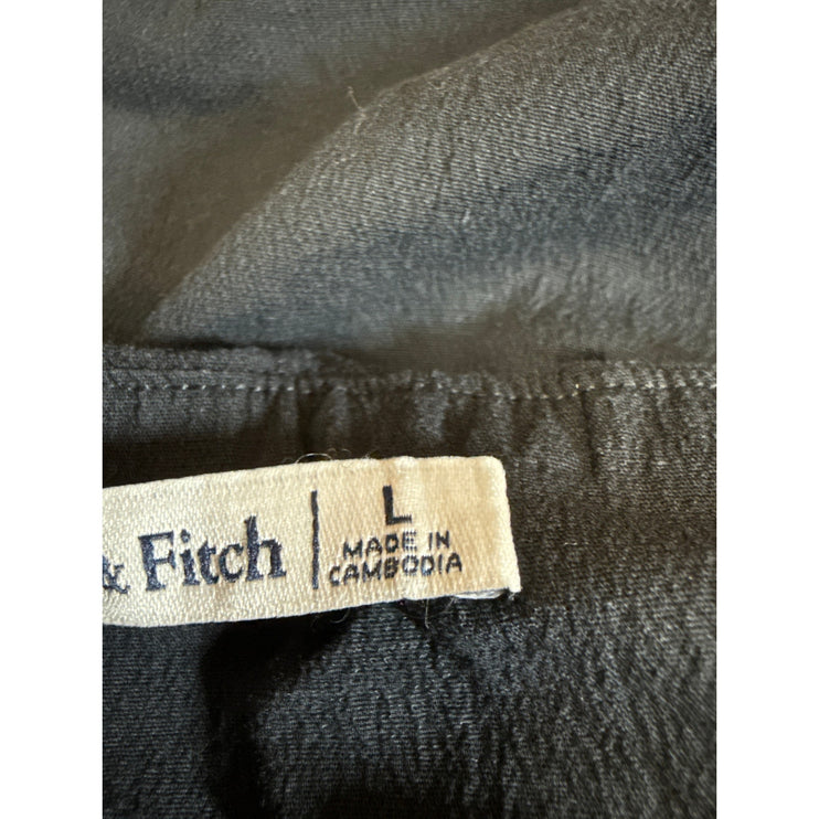 Abercrombie & Fitch Black Strapless Ruched Bandeau Asymmetric Blouse Top Size L