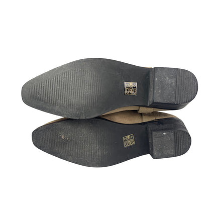 ASOS Beige Leather Suede Chain Pointed Toe Block Heel Ankle Chelsea Boots Size 7