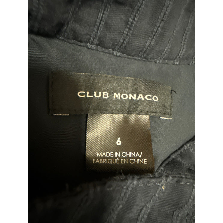 Club Monaco Womens Black Stripe Balloon Sleeve Button Mini A-Line Sheath Dress 6