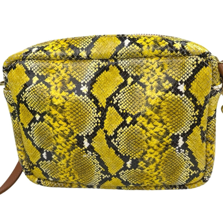 Clare V. Yellow Snakeskin Animal Print Leather  Clutch Shoulder Crossbody Bag