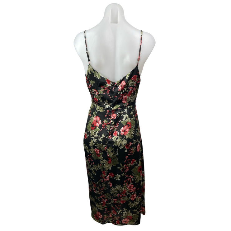 Dress Forum Women's Multicolor Floral Sleeveless Ruched Mini Wrap A-Line Dress S
