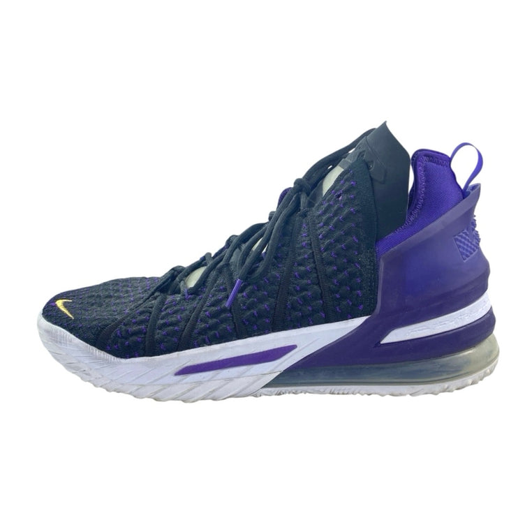 Nike Lebron 18 Lakers Black Purple Lace Up Mid Top Athletic Sneakers Shoes Sz 13