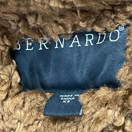 Bernardo Brown Long Sleeves Faux Fur Fleece Single Breasted Teddy Coat Jacket XS