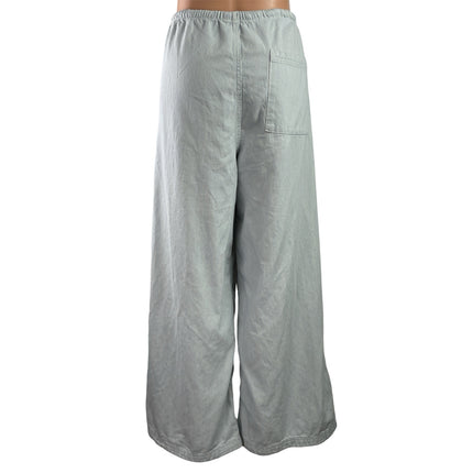 H&M Divided Women's Blue White Striped Elastic Waist Wide Leg Trousers Pants L