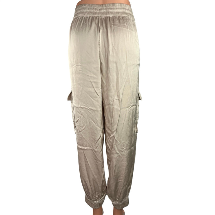 Aerie Women's White High Rise Drawstrings Elastic Waist Jogger Cargo Pants Sz M