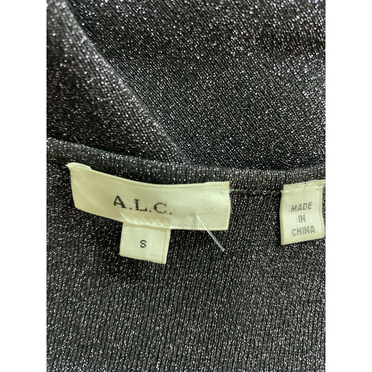 A.L.C. Serafina Shimmer Metallic Knit Slit Long Sleeve Midi Flare A-Line Dress S