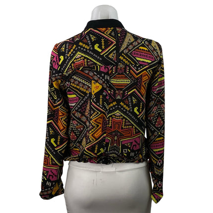 H&M Coachella Tribal Geometric Boho Long Sleeve Full Zip Shirt Jacket Size 6