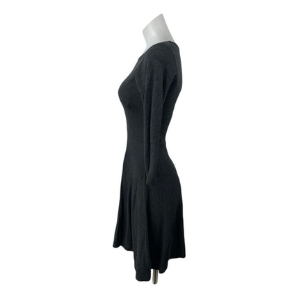 French Connection Women's Gray 3/4 Sleeve Knit Mini A-Line Sweater Dress Size 8
