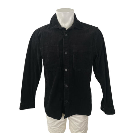 H&M Men's Black Corduroy Collared Long Sleeve Button Down Shirt Shacket Top Sz M