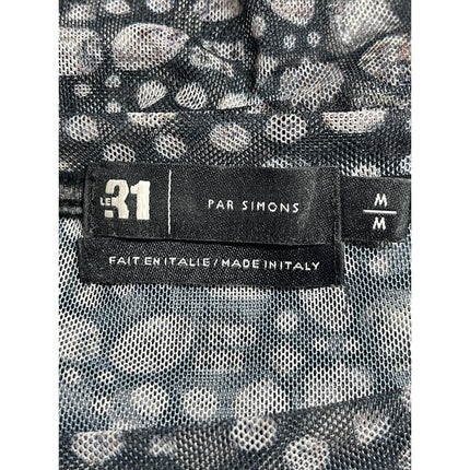 Le31 Par Simons Black Mesh Sheer Jewel Diamond Print Long Sleeve Blouse Top M