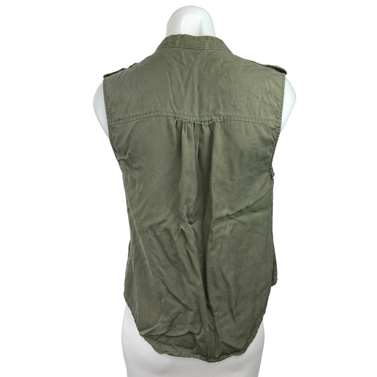 Mossimo Olive Green Asymmetric Zip Sleeveless Collar Moto Rider Vest Size S