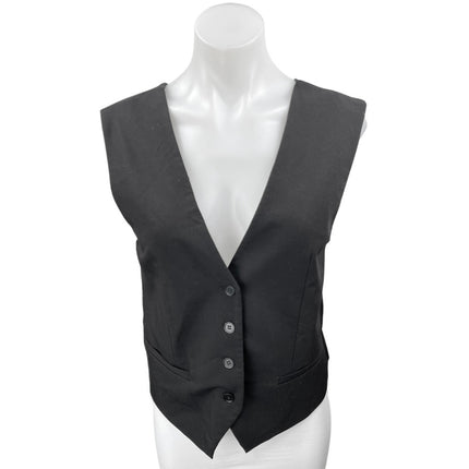 Zara Women's Black Sleeveless Tie Back V Neck Button Down Vest Top Size XS