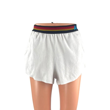 Aviator Nation Women's White Stripe Elastic Waist Jogger Lounge Shorts Size S