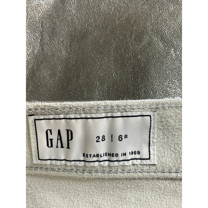 NEW Gap Silver Metallic High Waisted Faux Leather Vegan A Line Mini Skirt Size 6