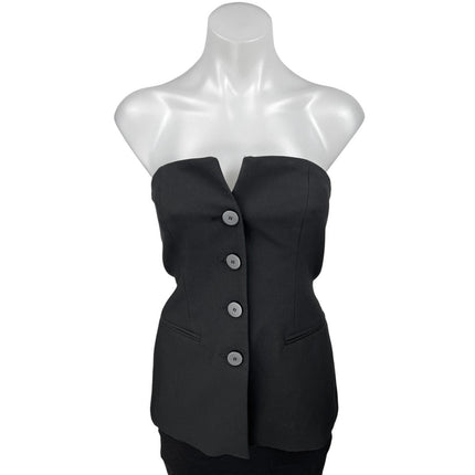 Zara Black Strapless Sleeveless Button Bustier Corset Bandeau Tube Tank Top XS