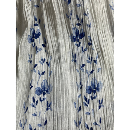Club Monaco White Blue Silk Floral Mock Neck Long Sleeve Mini A-Line Dress Sz 0