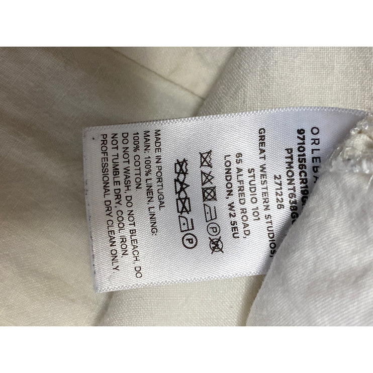 Orlebar Brown 100% Linen White High Rise Slim Tapered Utility Trousers Pants 30