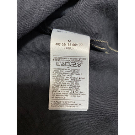 Banana Republic Men's Black Linen Untucked Long Sleeve Button Down Cargo Shirt M