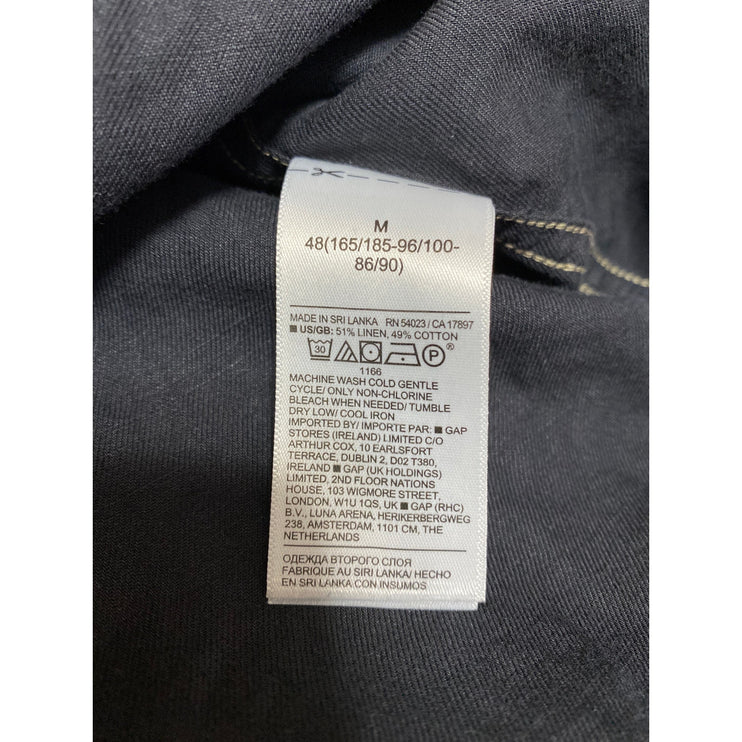 Banana Republic Men's Black Linen Untucked Long Sleeve Button Down Cargo Shirt M