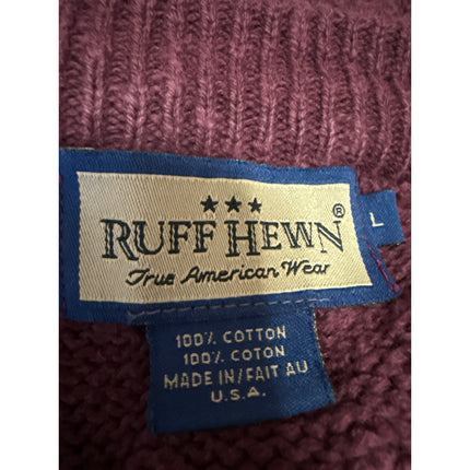 Ruff Hewn Men's Purple Maroon Cable Knit Long Sleeve Crew Neck Sweater Top Sz L