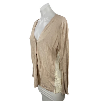 Style & Co Lace Embroidery Patchwork V Neck Long Sleeve Cardigan Sweater Top L