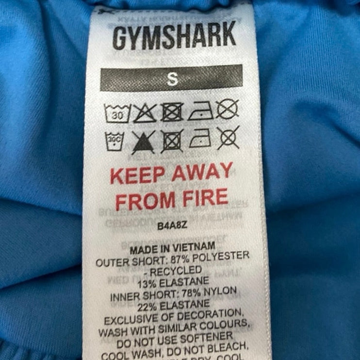 Gymshark Running 2 in 1 Blue Drawstring High Waist Athletic Fitness Shorts Sz S