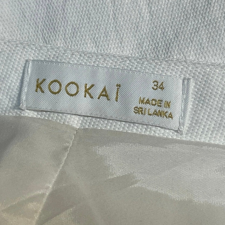 Kookai Oyster Tailored Women White High Rise Straight Leg Trousers Pants Size 34