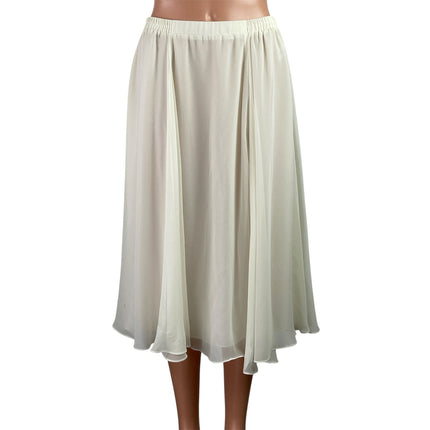 Vintage 90s Patra Women's White High Waisted Pleated A Line Midi Skirt Size 12