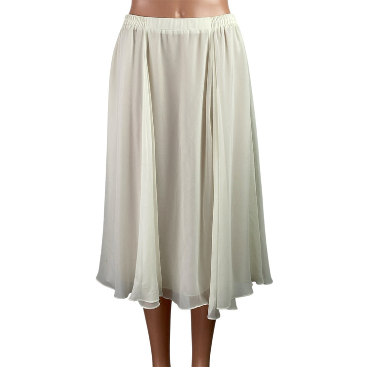 Vintage 90s Patra Women's White High Waisted Pleated A Line Midi Skirt Size 12