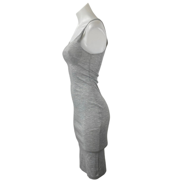 Zara Trafaluc Gray Sleeveless Square Neck Slit Bodycon Midi Tank Dress Size S