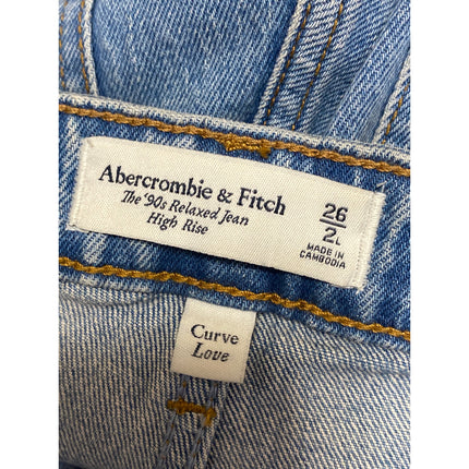 Abercrombie & Fitch The 90s Relaxed Blue High Rise Wide Leg Denim Jeans Pants 26