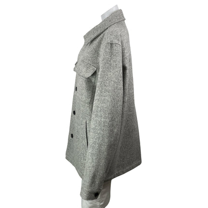 Reiss Atelier Gray Italian Wool Utility Button Down Pocket Shirt Jacket Size XL