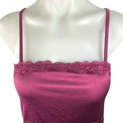 Cotton On Purple Lace Trim Spaghetti Strap Square Neck Mini Cami Slip Dress Sz S