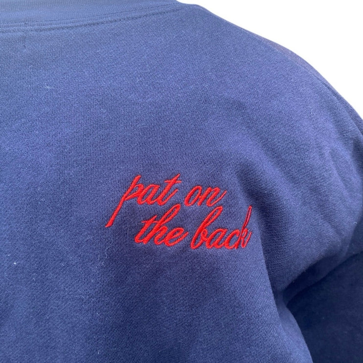Mayfair Pat On The Back Blue Embroidered Long Sleeve Sweatshirt Sweater Top XXL