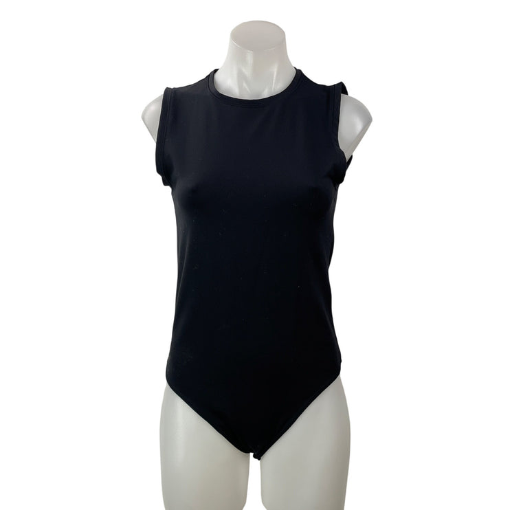 Abercrombie & Fitch Womens Black Sleeveless Fitted Crew Neck Tank Bodysuit Top M