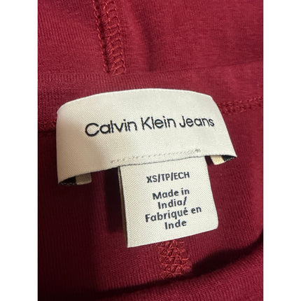 Calvin Klein Jeans Women's Red Short Sleeve Logo T Shirt Bodycon Midi Dress XS