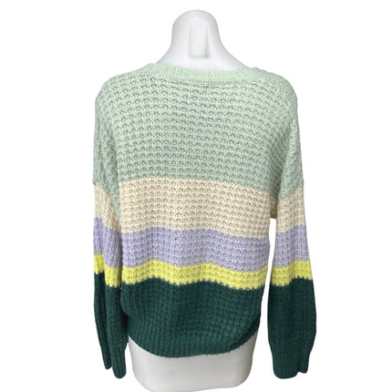 Universal Thread Multicolor Colorblock Crochet Knit Long Sleeve Sweater Top L