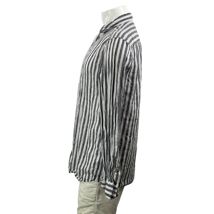 Vineyard Vines Men's Gray 100% Linen Striped Long Sleeve Button Down Shirt Top M