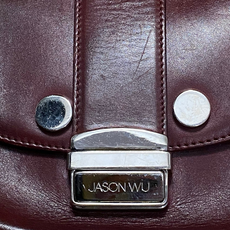 Jason Wu Burgundy Red Leather Crossbody Shoulder Flap Satchel Purse Handbag OS