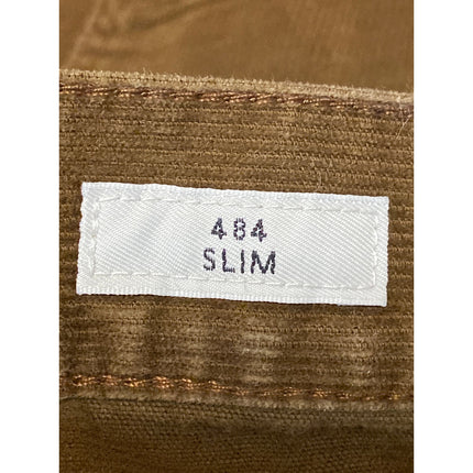 J.Crew 484 Slim Fit Mens Brown Corduroy Mid Rise Straight Trousers Pants Size 32
