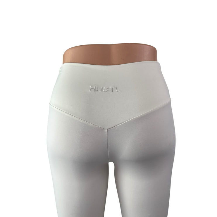 Hustl Women's White Mid Rise Yoga Workout Gym Athletic Leggings Pants Size XS