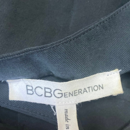 BCBGeneration Black Short Sleeve Tassel Deep V Neck Mini Shift Dress Size S